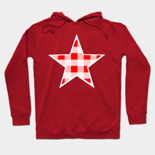 Red and White Buffalo Plaid Star Hoodie